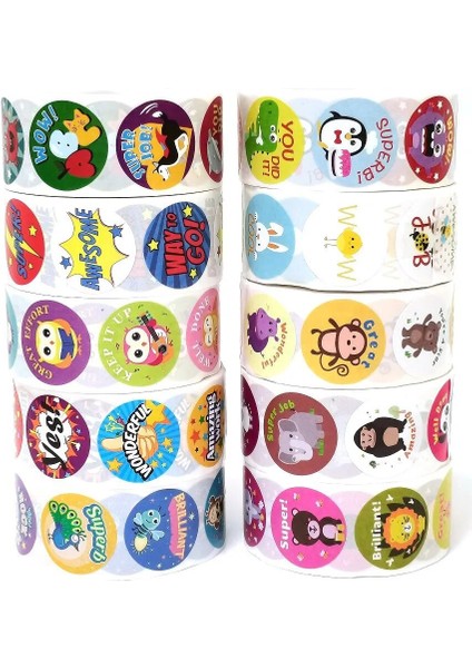 A-213 500 Adet/rulo Ingilizce Karikatür Hayvan Çıkartmalar Öğretmen Ödül Öğrencileri Çıkartmalar Kendinden Yapışkanlı Kırtasiye Çıkartmalar (Yurt Dışından) fiyatları