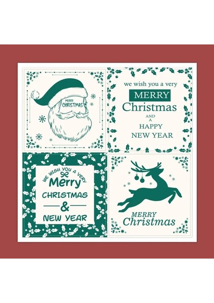 QY1453-100PCS 40-100PCS Kare Merry Christmas Çıkartmalar Mühür Etiketleri 5cm Kırmızı Noel Baba Etiketleri Noel Hediyesi Süslemeleri Etiket (Yurt Dışından)