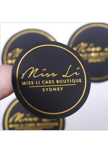 6 cm Siyah Altın 100 Yaprak/siyah Altın Folyo Etiket Özel Ticari Logo Düğün Özel Etiket Altın Ambalaj Yuvarlak Şeffaf Etiket Size Logo (Yurt Dışından)