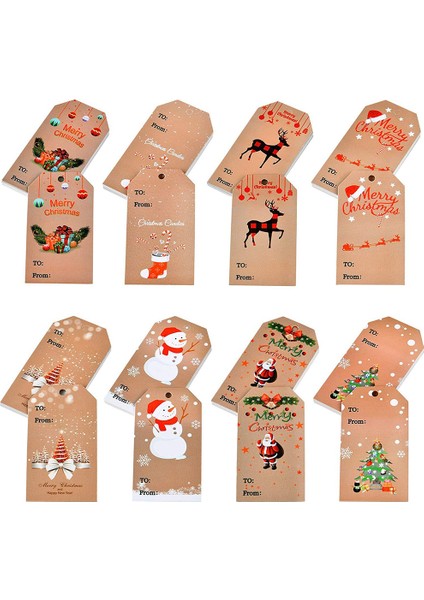 QY1425-50PCS 50-100PCS Merry Christmas Etiketler Kraft Kağıt Kartı Hediye Etiketi Dıy Asın Etiketleri Hediye Paketleme Dekor Hediye Kartı Noel Malzemeleri Yanadır (Yurt Dışından) modelleri