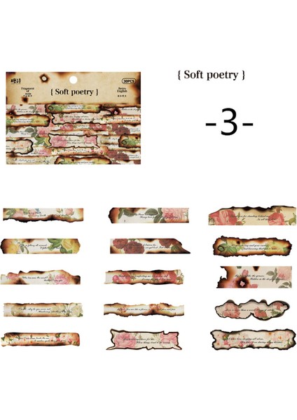 Stil 3 Bay Kağıt 6 Stilleri 30 Adet/paket Vintage Çıkartmalar Sanat Kişiselleştirilmiş Uzun Şeritler Ingilizce Yanmış El Kitabı Dekorasyon Dıy Malzeme (Yurt Dışından)