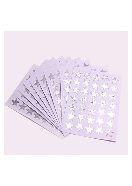 Gümüş 10 Yaprak/paket Yıldız Serisi Dekoratif Çıkartmalar Dıy Kırtasiye Kağıt Sopa Etiket Scrapbooking Albümü Günlüğü Dekorasyon (Yurt Dışından)