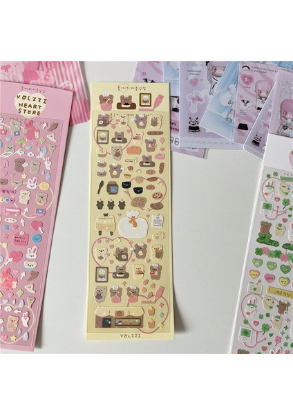 04 Kore Ins Sevimli Büyük Dört Yapraklı Yonca Karikatür Ayı Çıkartması Sıcak Gümüş Tavşan Çıkartması (Yurt Dışından)