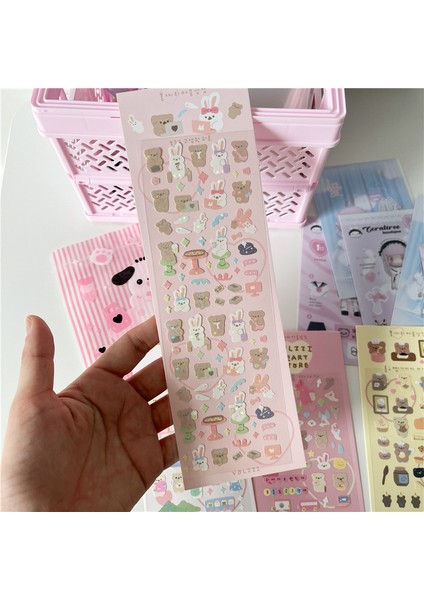 04 Kore Ins Sevimli Büyük Dört Yapraklı Yonca Karikatür Ayı Çıkartması Sıcak Gümüş Tavşan Çıkartması (Yurt Dışından) modelleri