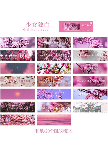 E Mini Çıkartmalar Kitap Sakura Dekoratif Çıkartması 60 Sayfa Yapışkan Mühürler Dıy Günlüğü Karalama Defteri Okul Malzemeleri Kawaii Kırtasiye (Yurt Dışından)