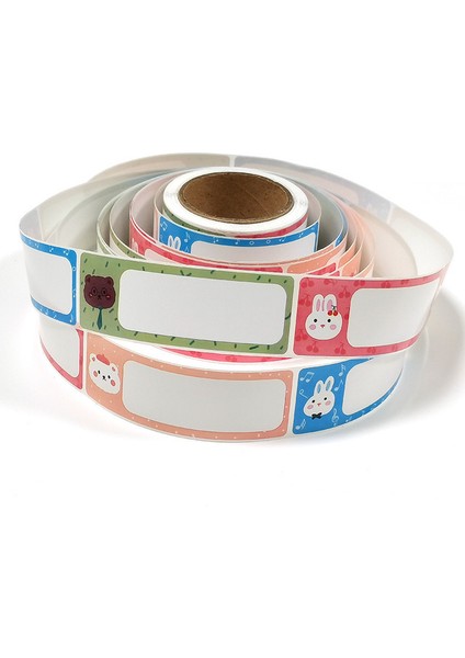 QY2152 120 Adet/rulo Karikatür Adı Etiket Etiketleri 4 Tasarımlar Sınıf Masa Örtüsü Dekorasyon Renkli Kendinden Yapışkanlı Hediye Etiketleri Çocuk Için Etiket (Yurt Dışından)