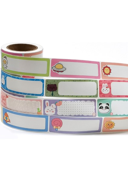 QY2152 120 Adet/rulo Karikatür Adı Etiket Etiketleri 4 Tasarımlar Sınıf Masa Örtüsü Dekorasyon Renkli Kendinden Yapışkanlı Hediye Etiketleri Çocuk Için Etiket (Yurt Dışından) fiyatları