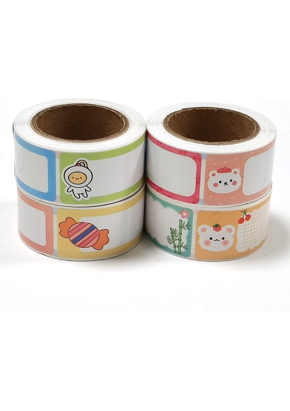 QY2152 120 Adet/rulo Karikatür Adı Etiket Etiketleri 4 Tasarımlar Sınıf Masa Örtüsü Dekorasyon Renkli Kendinden Yapışkanlı Hediye Etiketleri Çocuk Için Etiket (Yurt Dışından) fırsatları