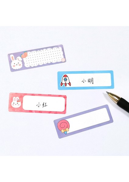 QY2152 120 Adet/rulo Karikatür Adı Etiket Etiketleri 4 Tasarımlar Sınıf Masa Örtüsü Dekorasyon Renkli Kendinden Yapışkanlı Hediye Etiketleri Çocuk Için Etiket (Yurt Dışından) indirimleri
