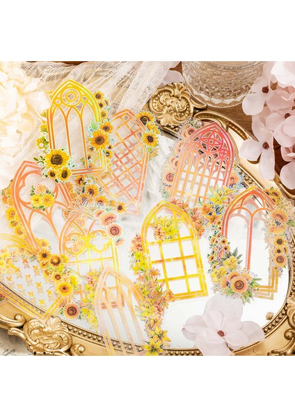Stil 6 Lazer Pet Pencere Bahçe Etiket Şeffaf Kolaj Çiçek Dekor Scrapbooking Dıy Günlüğü Zanaat Önemsiz Dergisi Kırtasiye Çıkartmalar (Yurt Dışından) fırsatları