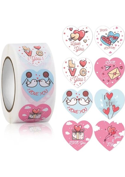 04 500 Adet/rulo Aşk Kalp Şeklinde Etiket Mühür Etiketleri Sevimli Kırtasiye Etiket Scrapbooking Zanaat Doğum Günü Partisi Hediye Paketleme (Yurt Dışından)
