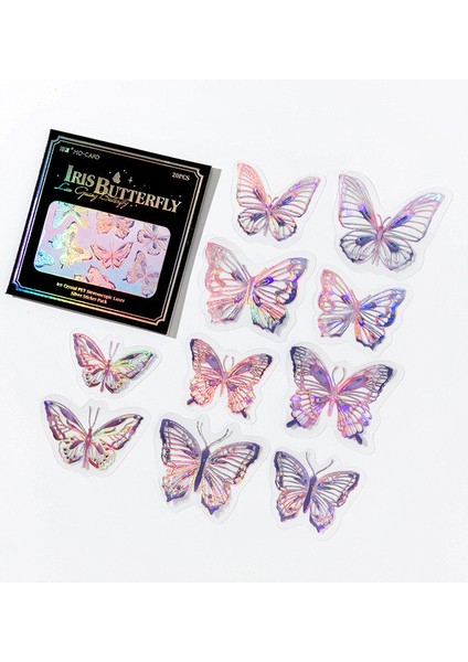 S19434-1 Mr.paper 6 Stilleri 20 Adet/paket Pet Çıkartmalar Vintage Lazer Gümüş 3D Kristal Kelebek El Kitabı Dıy Dekorasyon Malzemesi Kırtasiye (Yurt Dışından)