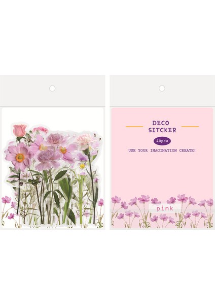 Pembe 40 Adet Çiçek Çıkartmalar Dizüstü Bilgisayarlar Için Kelebek Kırtasiye Çıkartmalar Dıy Günlüğü Bullet Dergisi Dekorasyon Çıkartması Albümü Scrapbooking (Yurt Dışından)