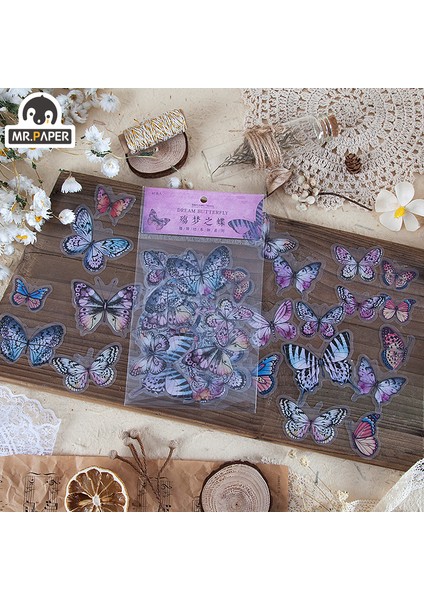 B Mr.paper 8 Tasarımlar 40 Adet/grup Kelebek Deco Çıkartmalar Scrapbooking Oyuncak Bitkiler Deco Albümü Dıy Kırtasiye Çıkartmalar (Yurt Dışından)