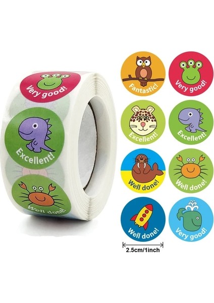 QY1615-500PCS 100-500PCS 8 Stilleri Yuvarlak Karikatür Hayvan Ödül Çıkartmaları Çocuklar Parti El Yapımı Scrapbooking Hediye Paketleme Mühür Etiket (Yurt Dışından)