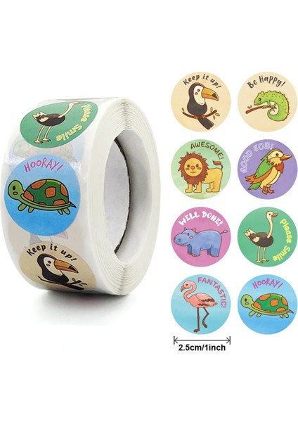 QY1615-500PCS 100-500PCS 8 Stilleri Yuvarlak Karikatür Hayvan Ödül Çıkartmaları Çocuklar Parti El Yapımı Scrapbooking Hediye Paketleme Mühür Etiket (Yurt Dışından) fiyatları