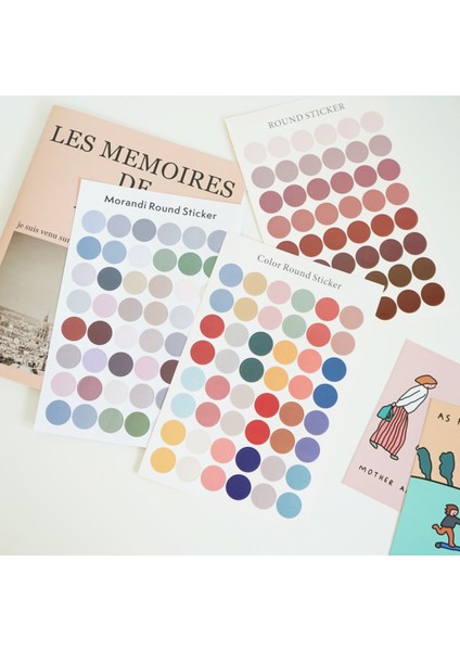 E Morandi Mor 48 P 1 Sayfalık Morandi Renkli Yuvarlak Nokta Çıkartmalar Çok Fonksiyonlu Dekoratif Kawaii Deco Etiket Dıy Günlüğü Albümü Etiket Kırtasiye Karalama Defteri (Yurt Dışından)