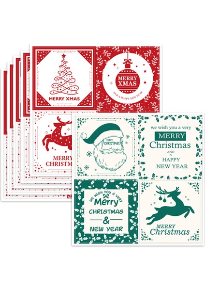 QY1453-40PCS 40-100PCS Kare Merry Christmas Çıkartmalar Mühür Etiketleri 5cm Kırmızı Noel Baba Etiketleri Noel Hediyesi Süslemeleri Etiket (Yurt Dışından)
