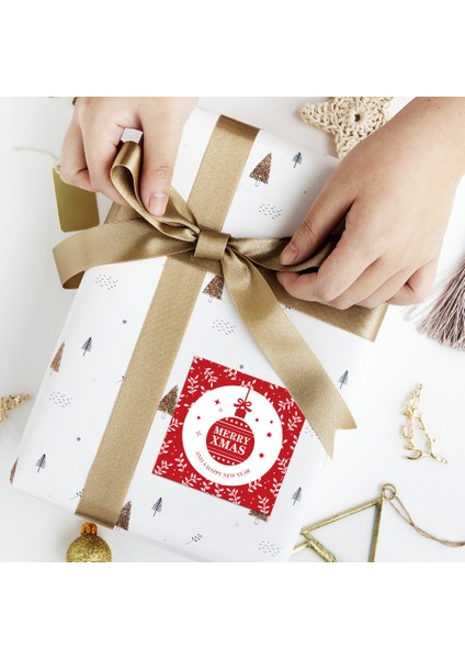 QY1453-40PCS 40-100PCS Kare Merry Christmas Çıkartmalar Mühür Etiketleri 5cm Kırmızı Noel Baba Etiketleri Noel Hediyesi Süslemeleri Etiket (Yurt Dışından)