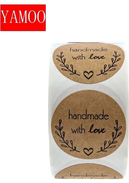 100 Adet Yuvarlak "sevgiyle El Yapımı" Çıkartmalar Mühür Etiketleri Rulo Etiket Paketi Süslemeleri El Yapımı Etiket Kırtasiye MALZEMELERI50-500 Adet (Yurt Dışından) modelleri