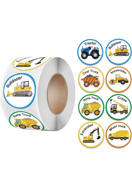 QY552-50PCS 8 Araba Desen Ödül Etiket Çocuklar Için 50-500PCS Sevimli Karikatür Otobüs Tankı Tren Kamyon Yuvarlak Sızdırmazlık Etiketleri Çocukları Teşvik Edin (Yurt Dışından)