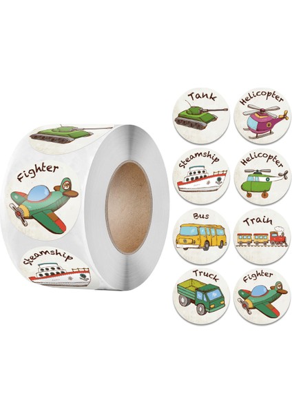 QY552-50PCS 8 Araba Desen Ödül Etiket Çocuklar Için 50-500PCS Sevimli Karikatür Otobüs Tankı Tren Kamyon Yuvarlak Sızdırmazlık Etiketleri Çocukları Teşvik Edin (Yurt Dışından)
