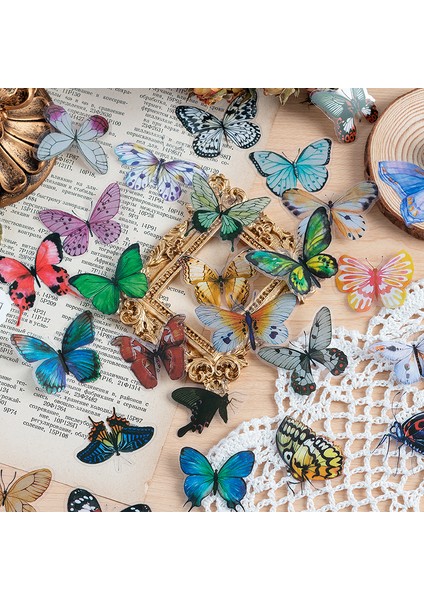 E 40 Adet Çeşitli Kelebek Dekoratif Su Geçirmez Çıkartmalar Sevimli Estetik Etiket Dıy Scrapbooking Esth Dekor Etiket Kırtasiye (Yurt Dışından)