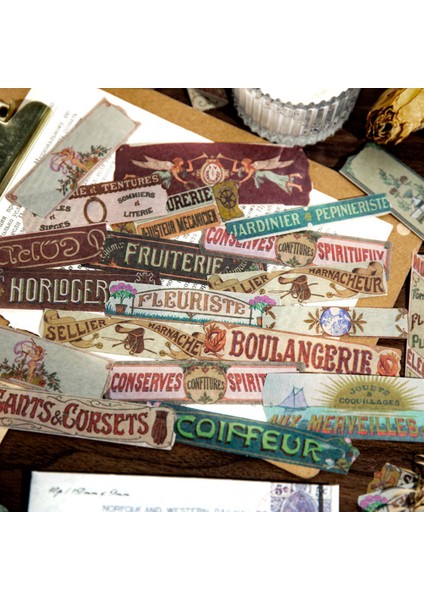 S19218-3 Bay Kağıt 6 Stilleri 40 Sayfa/paket Washi Çıkartmalar Vintage Sanat Uzun Şeritler Ingilizce El Kitabı Dıy Malzeme Kendinden Yapışkanlı Kolaj (Yurt Dışından) indirimleri