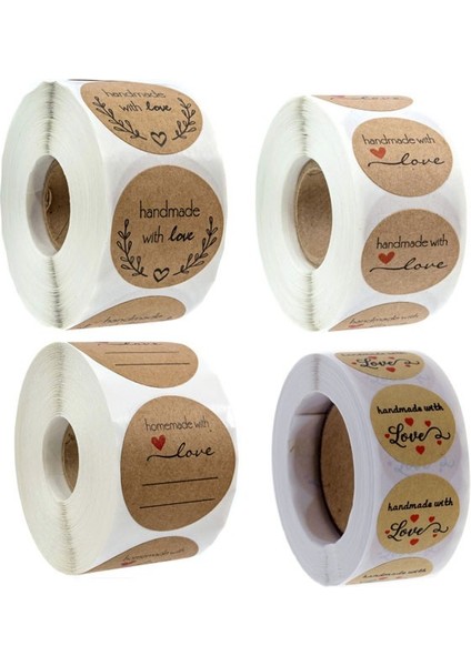 Kırmızı 500 Adet/rulo El Yapımı Aşk Yuvarlak 2.5 cm Karalama Defteri Kırtasiye Hediye Kutusu Şükran Günü Kraft Kağıt Dıy Sızdırmazlık Sticker (Yurt Dışından)