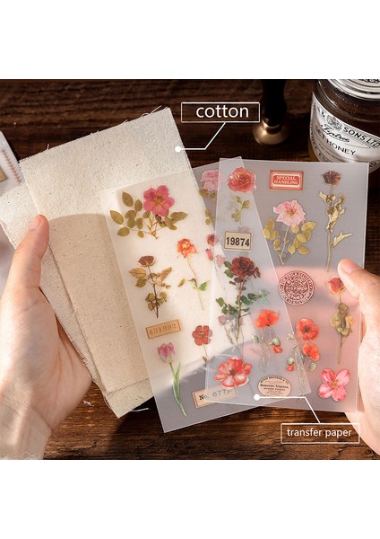 A2 1 Takım Vintage Ovmak Transferler Bitki Çıkartmalar Çiçek Dekorasyon Çıkartması El Sanatları Için Kumaş Günlük Kaydı Süt Scrapbooking Planlamacılar (Yurt Dışından)