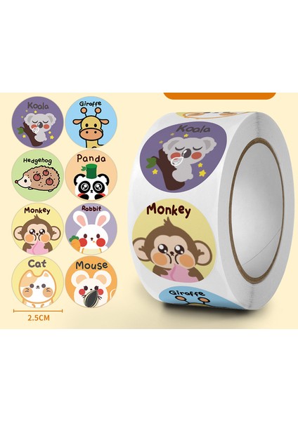 100 Adet 100-500 Adet 2.5 cm Sevimli Hayvan Maymun Kedi Çıkartmalar Rulo Zarf Övgü Ödül Öğrenci Çocuk Çalışma Etiketi Kırtasiye Mühür Etikel (Yurt Dışından)