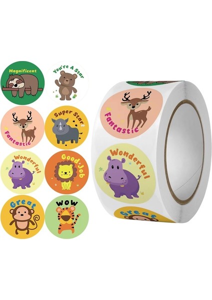 QY530A-500PCS 100-500PCS Karikatür Kedi Çıkartmalar Yuvarlak Yapışkanlı Etiketler Çocuklar Çocuklar Için Öğretmen Ödül Iş Hediye Sarar Dekoratif Çıkartmalar (Yurt Dışından)