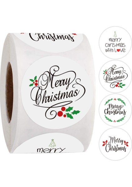 QY1512-100PCS 100-500 Adet Merry Christmas Çorap Ağacı Etiket Çıkartmaları Hediye Kartı Paketi Sarma Festivali Parti Pişirme Küçük Işletme 1 Inç (Yurt Dışından)