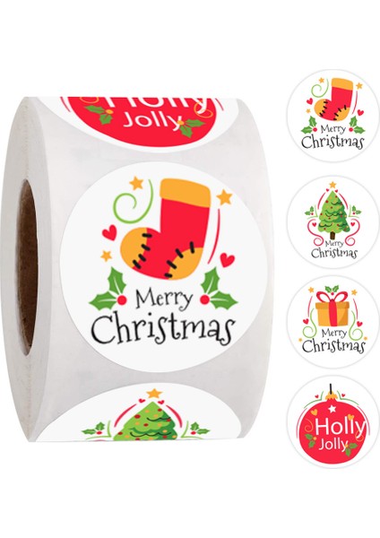QY1512-100PCS 100-500 Adet Merry Christmas Çorap Ağacı Etiket Çıkartmaları Hediye Kartı Paketi Sarma Festivali Parti Pişirme Küçük Işletme 1 Inç (Yurt Dışından) fırsatları