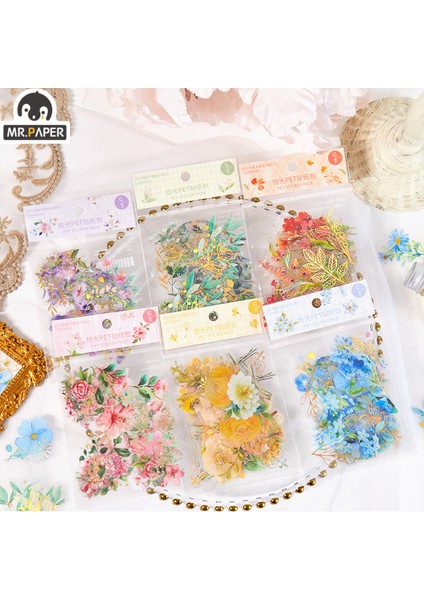 S15065 Mr.paper 6 Stilleri 40 Adet/torba Estetik Çiçek Çıkartmalar Paketi Taze Bitki El Hesabı Dıy Malzeme Dekoratif Kırtasiye Çıkartmalar (Yurt Dışından) fiyatları