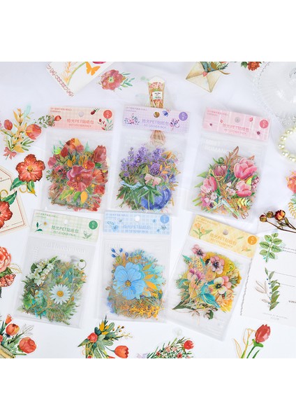 S15065 Mr.paper 6 Stilleri 40 Adet/torba Estetik Çiçek Çıkartmalar Paketi Taze Bitki El Hesabı Dıy Malzeme Dekoratif Kırtasiye Çıkartmalar (Yurt Dışından) indirimleri