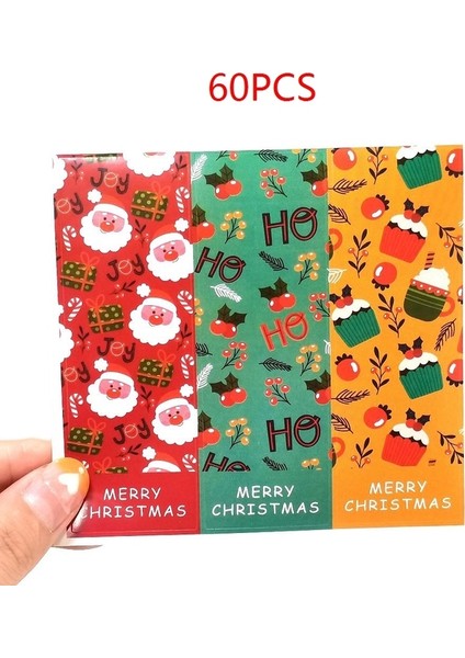 QY1501-60PCS 30-60 Adet Merry Christmas Çıkartmalar 6 Stil Hayvanlar Kardan Adam Ağaçları Dekoratif Çıkartmalar Sarma Hediye Kutusu Etiketi Noel Etiketleri (Yurt Dışından)
