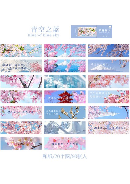 Bir Mini Çıkartmalar Kitap Sakura Dekoratif Çıkartması 60 Sayfa Yapışkan Mühürler Dıy Günlüğü Karalama Defteri Okul Malzemeleri Kawaii Kırtasiye (Yurt Dışından)