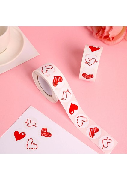 QY2409-300PCS 100-500PCS 1 Inç Kırmızı Kalp Çıkartmalar Sevgililer Günü Için Yeni Pişirme Ambalaj Etiket Zarf Mühürler Aşk Dekoratif Çıkartmalar (Yurt Dışından) modelleri