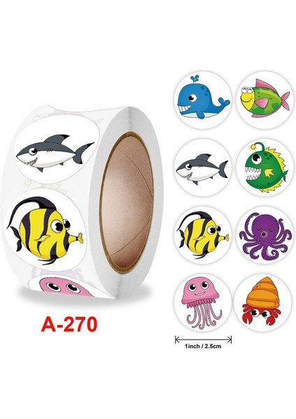 A270 - 100 Adet 100-500 Adet 1 Inç Hayvan Çıkartmalar Rulo Zarf Övgü Ödül Öğrenci Etiket Kırtasiye Mühür Etiket Çocuk Hediye (Yurt Dışından) fiyatları