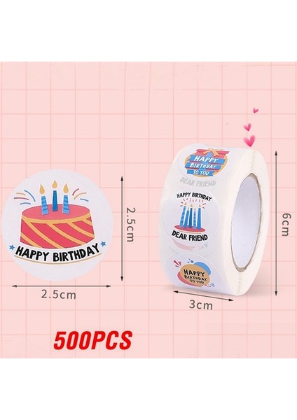 QY2406-500PCS 100-500PCS Yuvarlak Mutlu Doğum Günü Etiketleri Kraft Kağıt Etiket Şeker Çanta Çiçek Hediye Kutusu Kek Kutuları ve Ambalaj Düğün Çıkartmalar (Yurt Dışından)