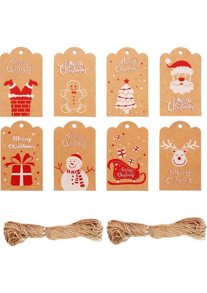 QY1423-50PCS 50-100PCS Merry Christmas Hediye Kraft Kağıt Etiketleri Noel Baba Kağıt Asma Etiketi Kar Tanesi Noel Ağacı Parti Dekor Etiket Hediye Etiketleri (Yurt Dışından)