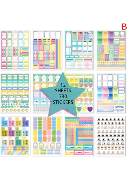 B 12 Sayfa Dıy Önceden Kesilmiş Dekorasyon Kırtasiye Günlüğü Etiket Planlayıcısı Gün Planlayıcısı Dizin Etiketi Haftalık Aylık Sekmeler Çalışma Çalışma Planı (Yurt Dışından)