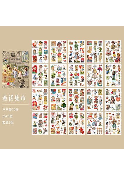 Stil 4 Vintage Sevimli Peri Melek Çıkartma Kitabı Kız Dekoratif Washi Çıkartmalar Pet Malzeme Scrapbooking Etiket Günlüğü Kırtasiye Albümü (Yurt Dışından)