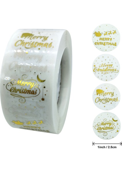 QY723-500 Adet 100-500 Adet Gül Altın Merry Christmas Çıkartmalar Kendinden Yapışkanlı Tatil Çıkartmalar Noel Dekor Düğün Parti Kartları Etiketi (Yurt Dışından)
