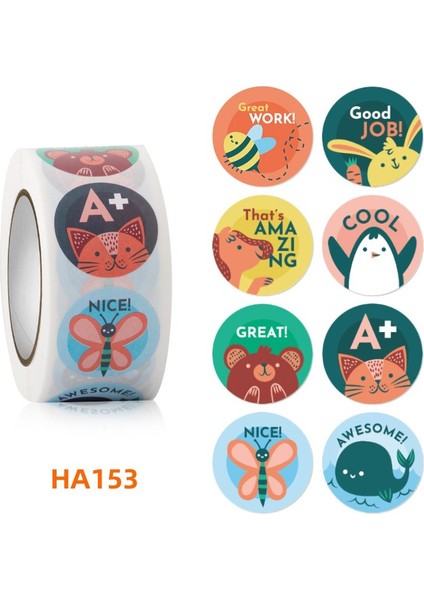 HA155 - 500 Adet 100-500 Adet 1 Inç/2.5 cm Hayvan Iyi Iş Serin Çıkartmalar Rulo Zarf Övgü Ödül Öğrenci Çalışma Etiketi Kırtasiye Mühür Etikel (Yurt Dışından) indirimleri