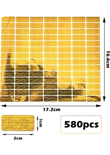 580 Adet 10X20MM Altın Etiket Seri Numarası ile Anti-Sahte Hologram Güvenlik Sızdırmazlık Etiketleri Garanti Geçersiz Çıkartmalar Kurcalamaya Dayanıklı Etiket (Yurt Dışından)