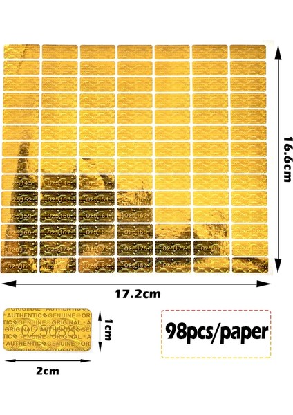 580 Adet 10X20MM Altın Etiket Seri Numarası ile Anti-Sahte Hologram Güvenlik Sızdırmazlık Etiketleri Garanti Geçersiz Çıkartmalar Kurcalamaya Dayanıklı Etiket (Yurt Dışından)