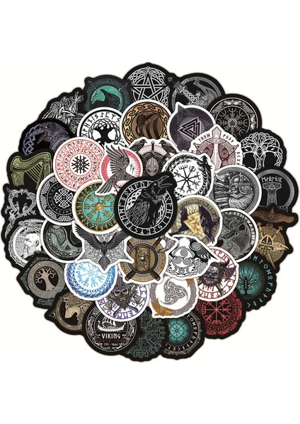 D-2813-50 Adet 10/50 Adet Gizemli Totem Sembolü Rune Viking Korsanlar Tarzı Etiket Oyuncaklar Dizüstü Bavul Kaykay Süslü Çıkartmalar (Yurt Dışından)