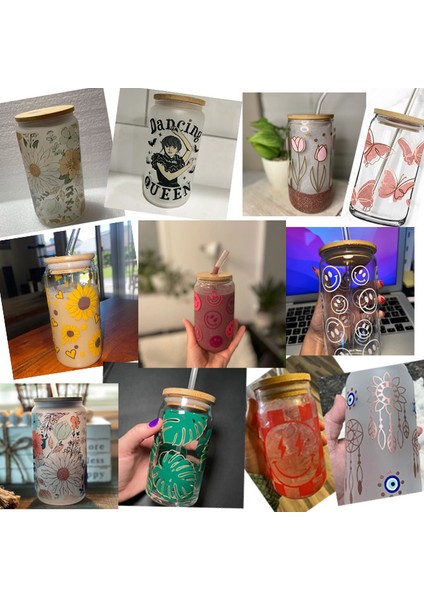 S101 Yeşil Bitki Etiket Uv Dtf Transferi Sarar Cam Bardak 12 Oz 16 Oz 20 Oz 24 Oz Moda Kız Dıy Cam Şişe Su Geçirmez Çıkartmaları (Yurt Dışından) modelleri